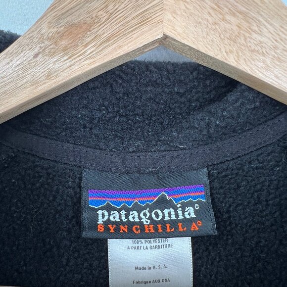 Patagonia Synchilla quarter zip pullover fleece jacket outdoor hiking black M - Picture 3 of 11